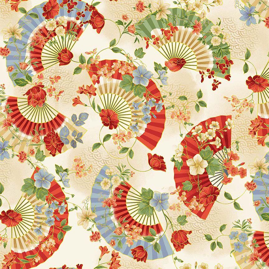 Imperial Bloom Asian Fans Metallic