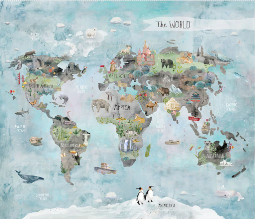Our World Map Panel 36"