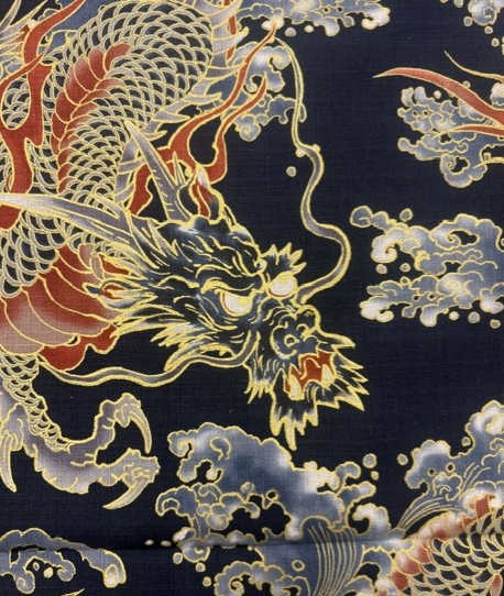 Large Dragons & Waves Navy Hokkoh