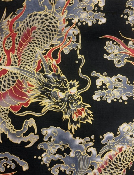 Large Dragons & Waves Black Hokkoh