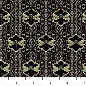 Water Lilies Dragon Grid Black