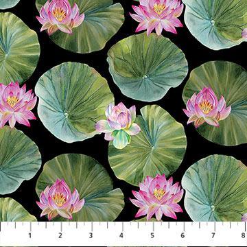 Water Lilies Lilpads Black