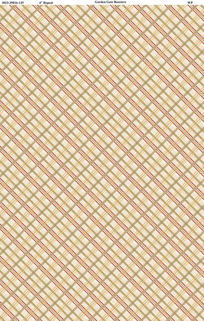 Garden Gate Roosters Plaid