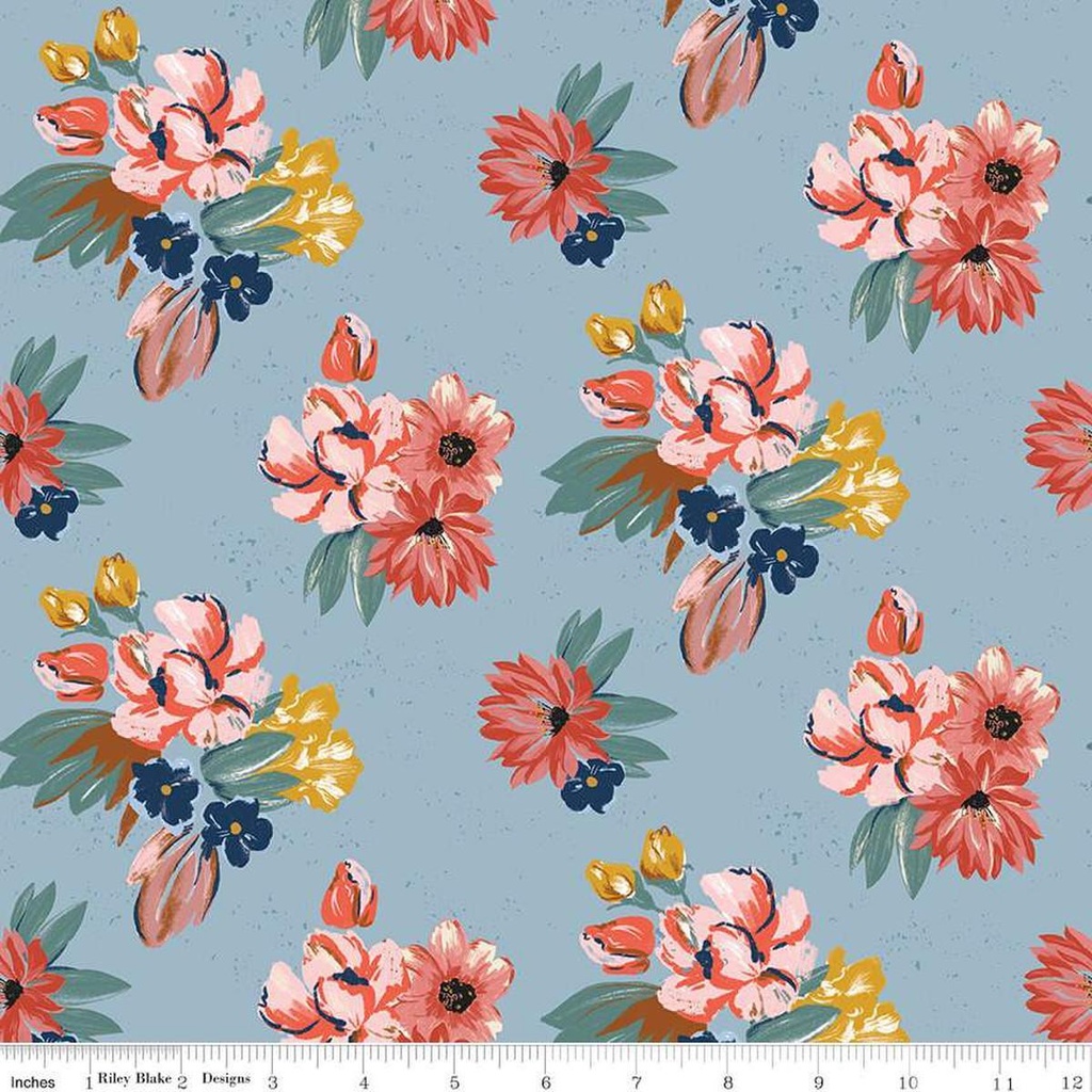 Wild Rose Floral Blue