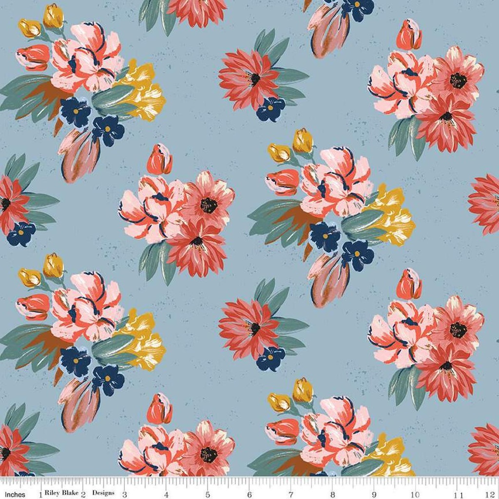 Wild Rose Floral Blue