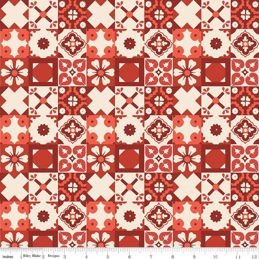 Wild Rose Tiles Red