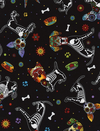 [DOG-C4640 BLACK] Day of the Dead Dogs