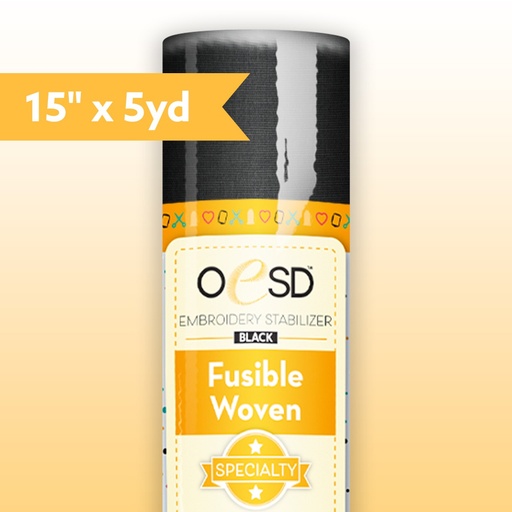 [HBFW-15B] Black Fusible Woven 15"x5y