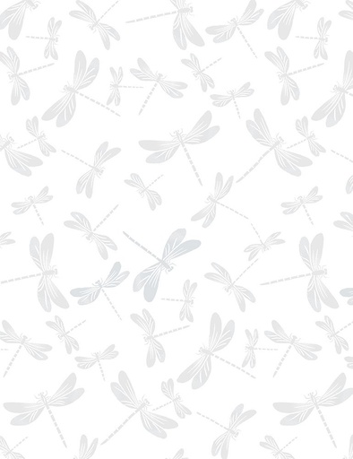[HUE-C7717 WHITE] Tonal White* Dragonflies