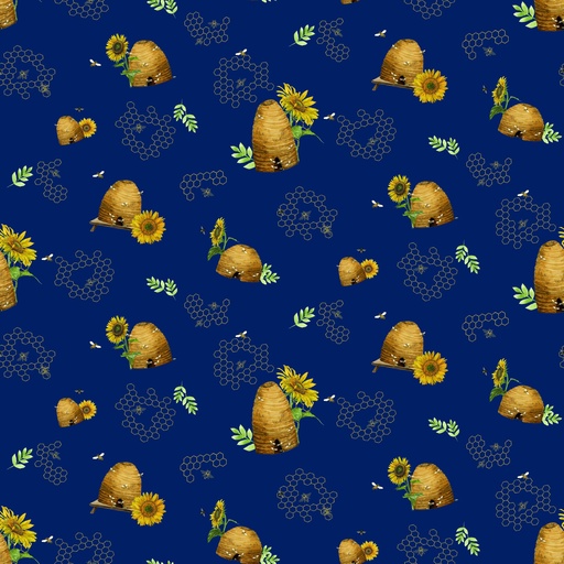 [C15132-NAVY] Honey Bees and Flowers Please Beehives