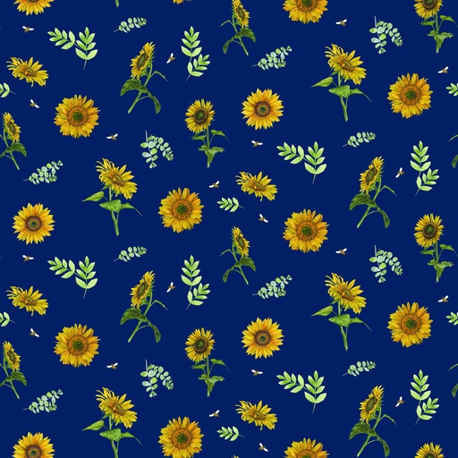 [C15133-NAVY] Honey Bees and Flowers Please Sunflowers and Bees