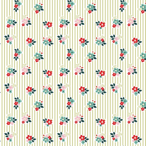 [C15274-PEAR] Vintage Charm Floral Stripes