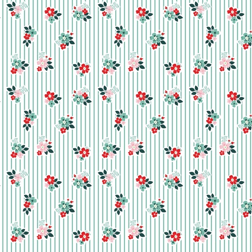 [C15274-STONE] Vintage Charm Floral Stripes