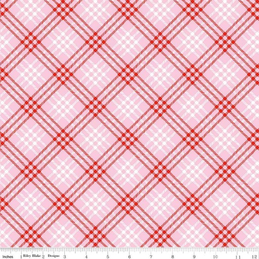 [C12253-PINK] Christmas Joys Plaid Pink