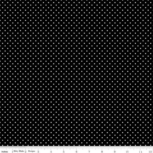 [C670-110 BLACK] Swiss Dot White on Black*