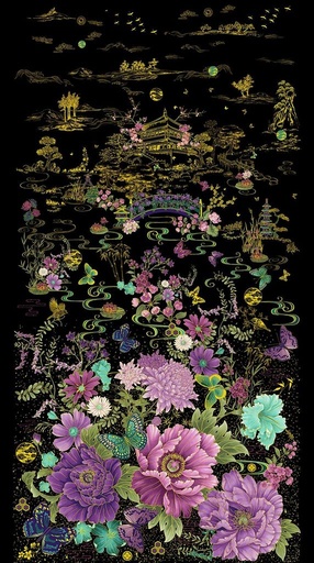 [PANEL-CM3160 BLACK] Shizuka Floral Panel 24"