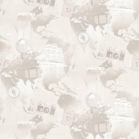 [Y4297-61] Light Taupe Explore Digital World Map