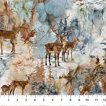 [DP27586-10] Highland View White Multi Deer