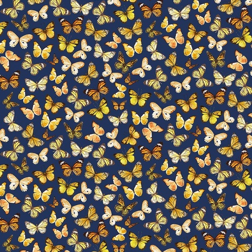 [BUG-CD3367  NAVY] Sunflower Farm Tossed Butterflies Navy