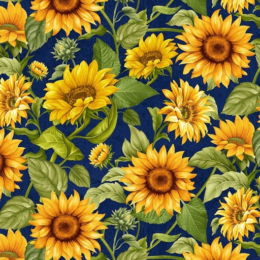 [FLEUR-CD3361 NAVY] Sunflower Farm Flower Garden