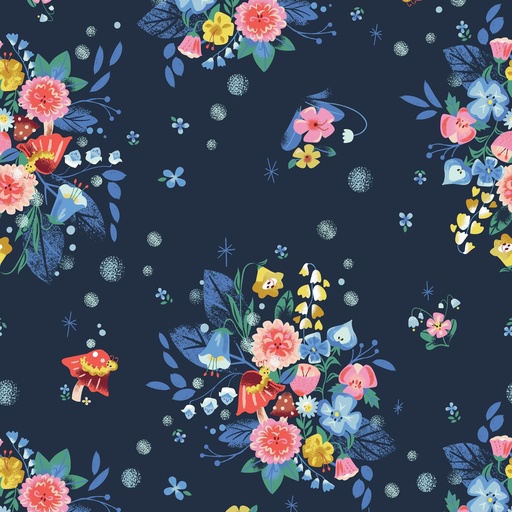 [C12941-NAVY] Down The Rabbit HoleFloralNavy