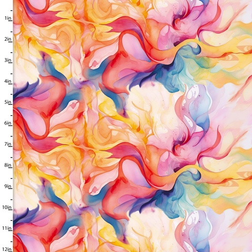 [3WI22958MLT-CTN-D] Hummingbird Bouquet Watercolor Swirls