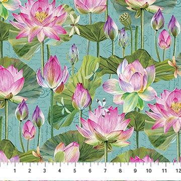 [DP25057-64] Water Lilies Floral Seafoam