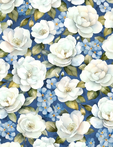 [1665 33899 417] Blue Harmony Large Floral Dark Blue