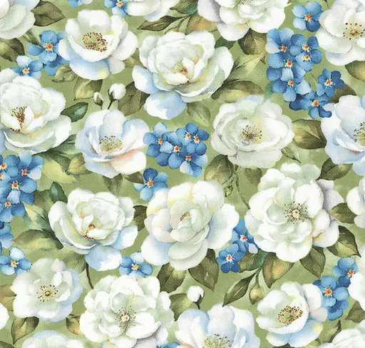 [1665 33899 717] Blue Harmony Large Floral Green