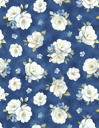 [1665 33901 417] Blue Harmony Floral Toss Dark Blue