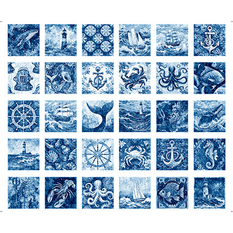 [30855 -B] Ocean Blues Nautical Motif Patches Blue