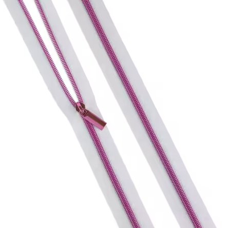 [ZBY5C128] White #5 Nylon Tula Pink Coil Zipper BTY