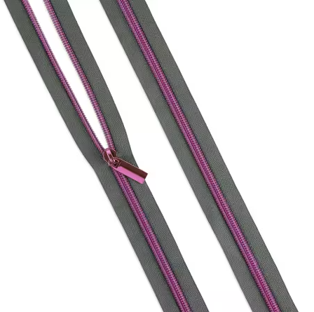 [ZBY5C129] Grey #5 Nylon Tula Pink Coil Zipper BTY