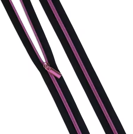 [ZBY5C130] Black #5 Nylon Tula Pink Coil Zipper BTY