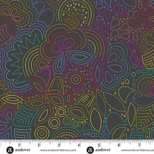 [A-1446-K] Color Wheel Night Rainbow Stitched