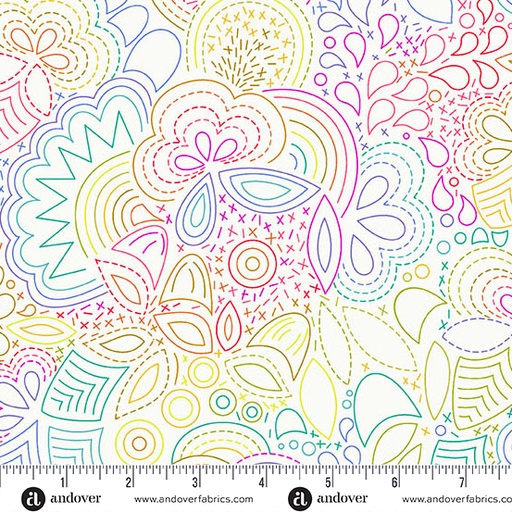 [A-1446-L] Color Wheel Day Rainbow Stitched