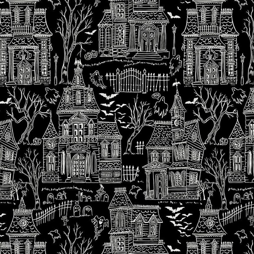 [BOO-CD3539 BLACK] Haunted House Toile
