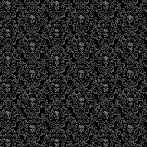 [WICKED-CD3598 BLACK] Skull Damask Pattern