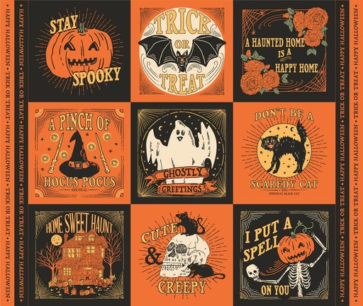 [20919 11] Home Sweet Haunt Squares Panel 1yd