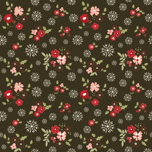 [C16222-MOCHA] Glisten Winter Flowers Mocha