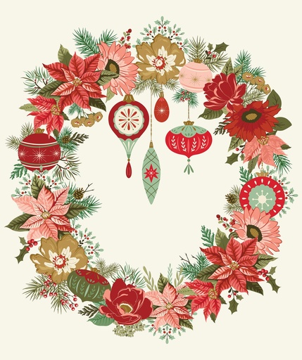 [PD16229-PANEL] Glisten Wreath Panel 35.5" x 43"