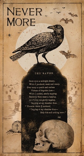 [Y4437-71] Gothic Halloween 24" Raven Panel