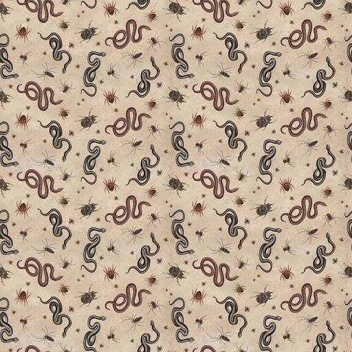[Y4443-12] Gothic Halloween Snakes & Bugs Khaki