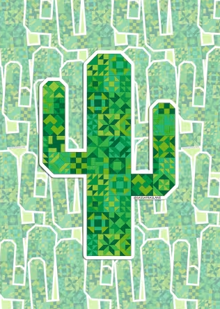 [SASSSTICK-CAC] Patchwork Cactus Sticker