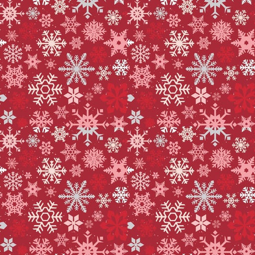 [C16402-BARNRED] Mistletoe & Holly Snowflakes Barn Red