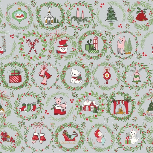 [C16401-SILVER] Mistletoe & Holly Wreaths Silver