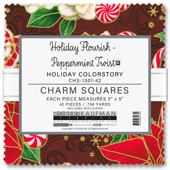 [CHS-1301-42] Holiday Flourish Peppermint Twist 5" Charm Pack