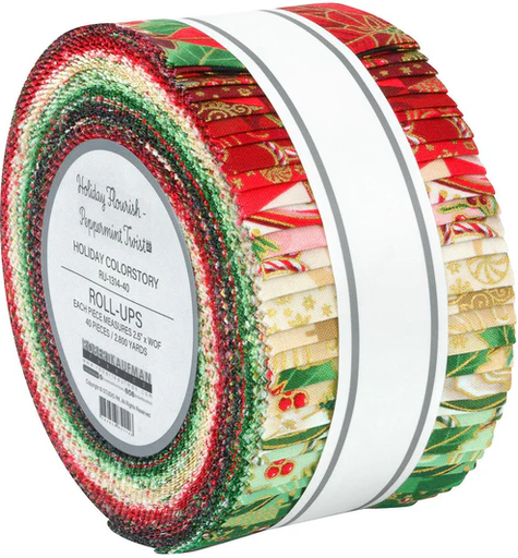 [RU-1314-40] Holiday Flourish Peppermint Twist 2.5" Jelly Roll