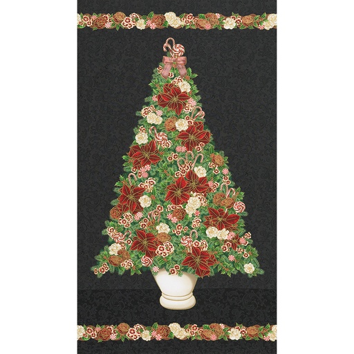 [SRKM-22944-2 BLACK] Holiday Flourish Peppermint Twist Panel 24" x 44"