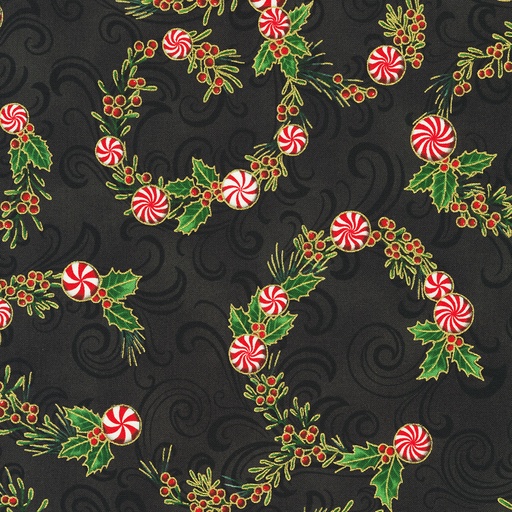 [SRKM-22947-2 BLACK] Holiday Flourish Peppermint Twist Black